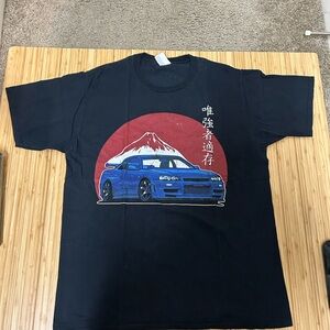Gildan Black Tee with Blue Car Graphic